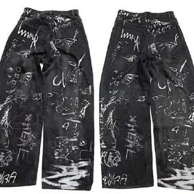 Balenciaga Parisian style hand-painted graffiti washed couple casual denim trousers-2449  